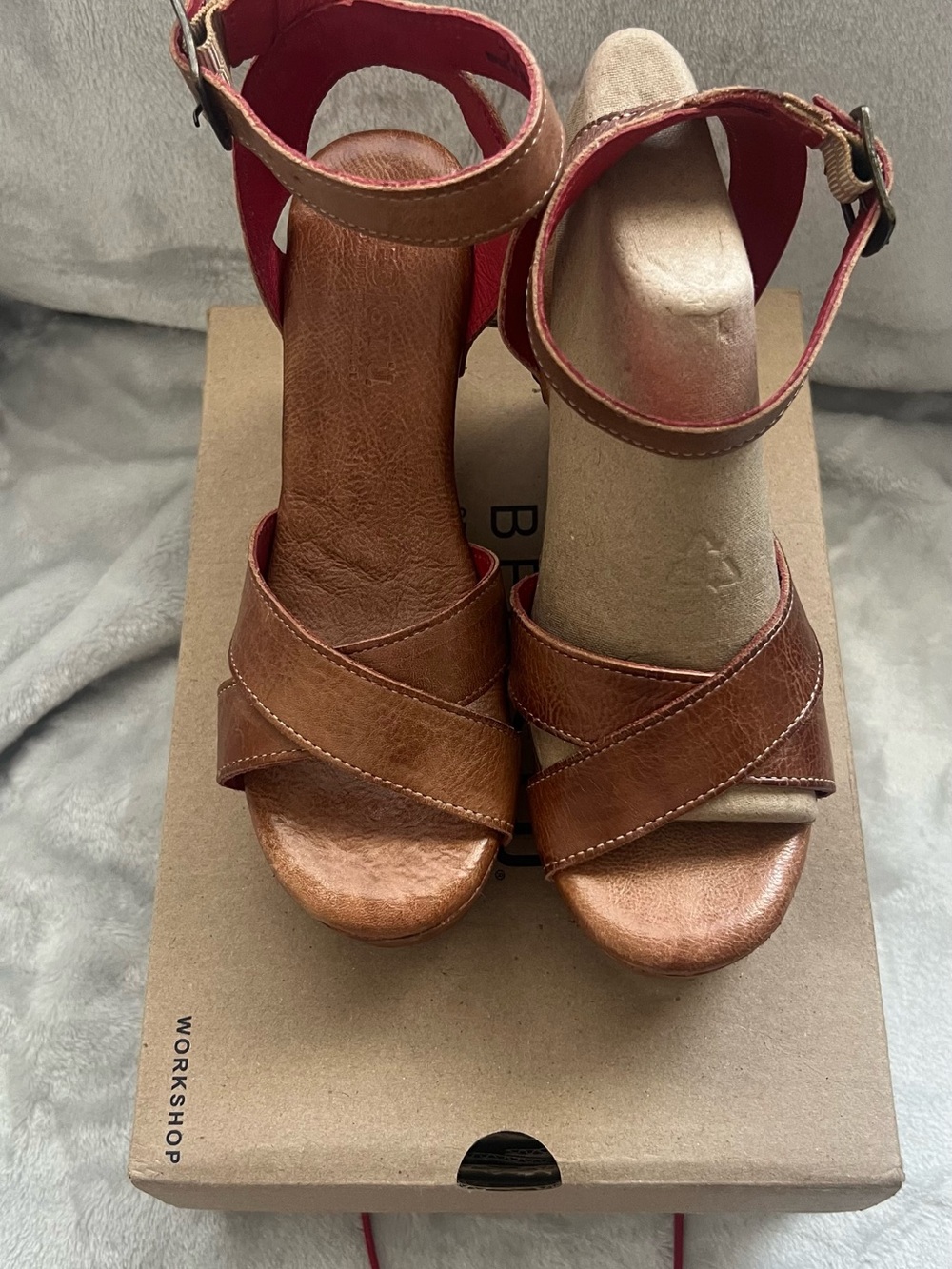 New w/ Box: Bed|Stu ✳️ Grettell Wedge Sandal in Tan Rustic Size: 7.5 M - Picture 11 of 16